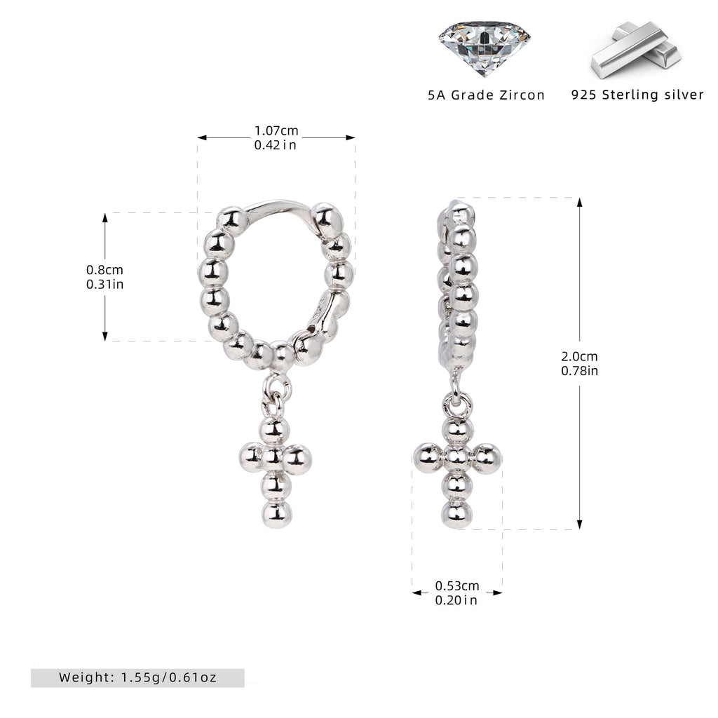 Damen Creolen Ohrringe mit Kreuzdesign aus 925 Sterling Silber Shop Nory