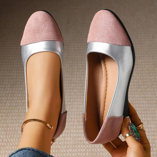 Damen Komfort-Ballerinas mit leichtem Keilabsatz, Materialmix und gepolstertem Fußbett Shop Nory