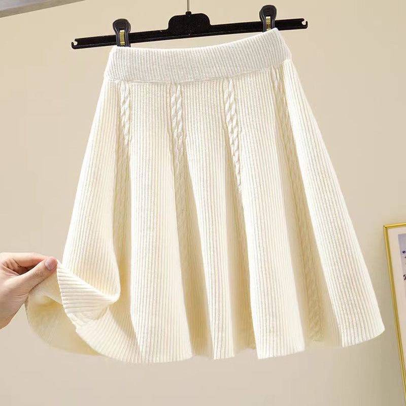 Damen Wadenlanger Strickrock mit Zopfmuster Shop Nory