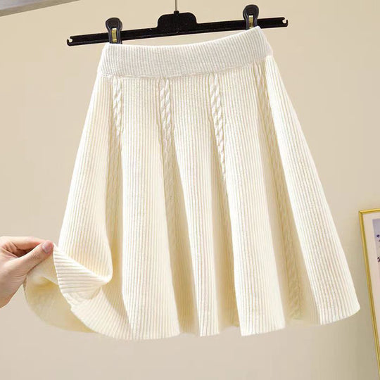 Damen Wadenlanger Strickrock mit Zopfmuster Shop Nory