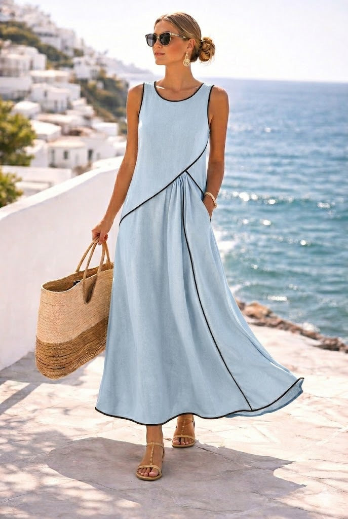 Damen Maxikleid mit fließendem Schnitt und asymmetrischem Design