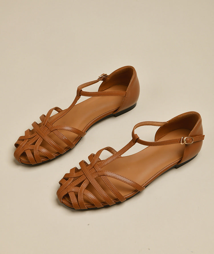 Damen elegante Flachsandalen mit verstellbarem Riemen und modischem Schnitt