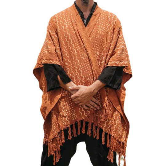 Herren gewShop Noryter Boho-Poncho mit Fransen und V-Ausschnitt Shop Nory