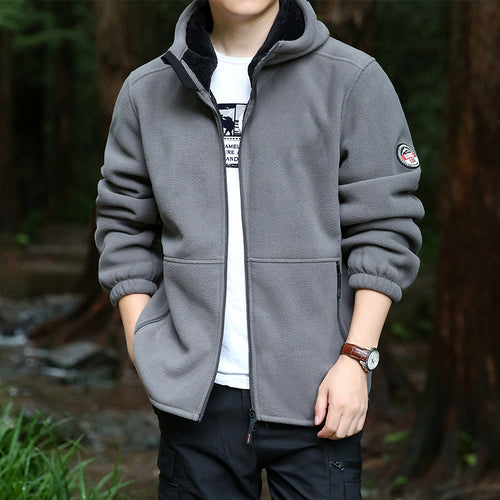 Herren Outdoor-Fleecejacke mit Kapuze, durchgehendem Reißverschluss und Reißverschlusstaschen Shop Nory