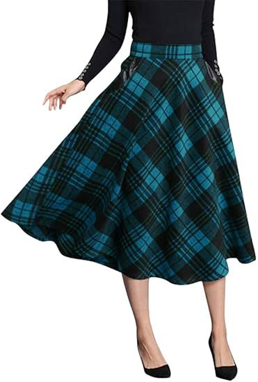 Damen Schwingender A-Linien Rock im modischen Karomuster Shopnory