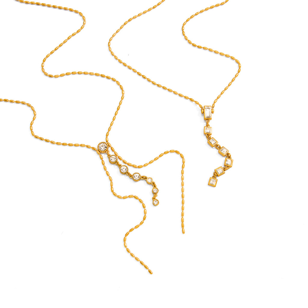 Damen Halskette mit funkelnden Zirkonia-Elementen und verstellbarem Design Shop Nory