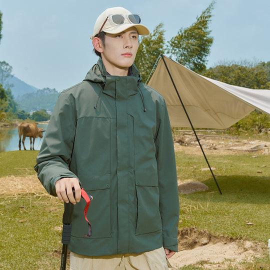Herren Technische wasserdichte Parka-Jacke mit verstellbarer Kapuze und multifunktionalen Taschen Shop Nory