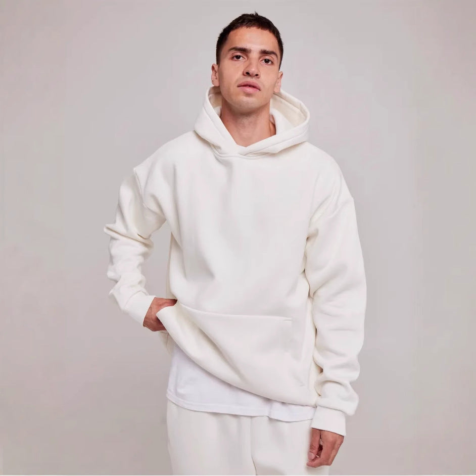 Herren nan schwerer Fleece-Boxy-Hoodie mit tiefem Schulterfall verstärkter Kapuze und Kängurutasche Shop Nory