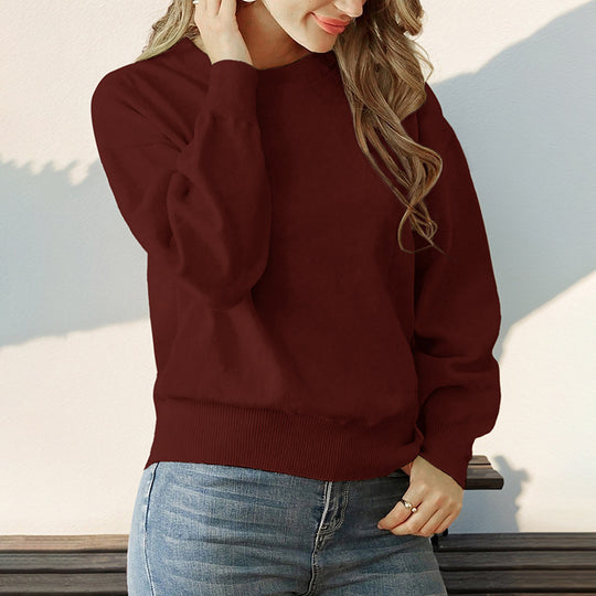 Damen Lockerer Rundhals-Pullover mit überschnittener Schulter und Rippbund Shop Nory