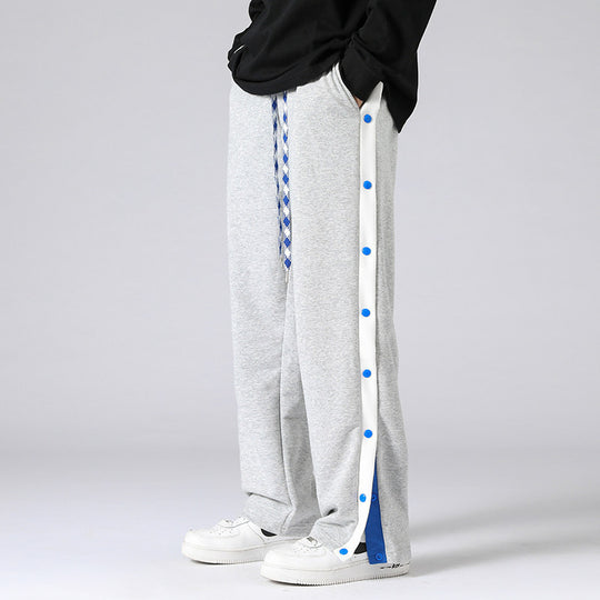 Herren Weite Sweatpants mit seitlichem Druckknopfverschluss, Kordelzug & kontrastierten Einsätzen Shop Nory