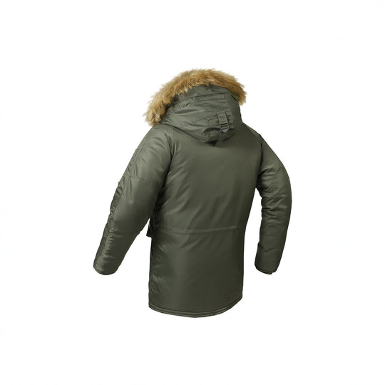 Herren langer isolierter Parka mit Kunstfellkapuze und Thermowattierung Shop Nory