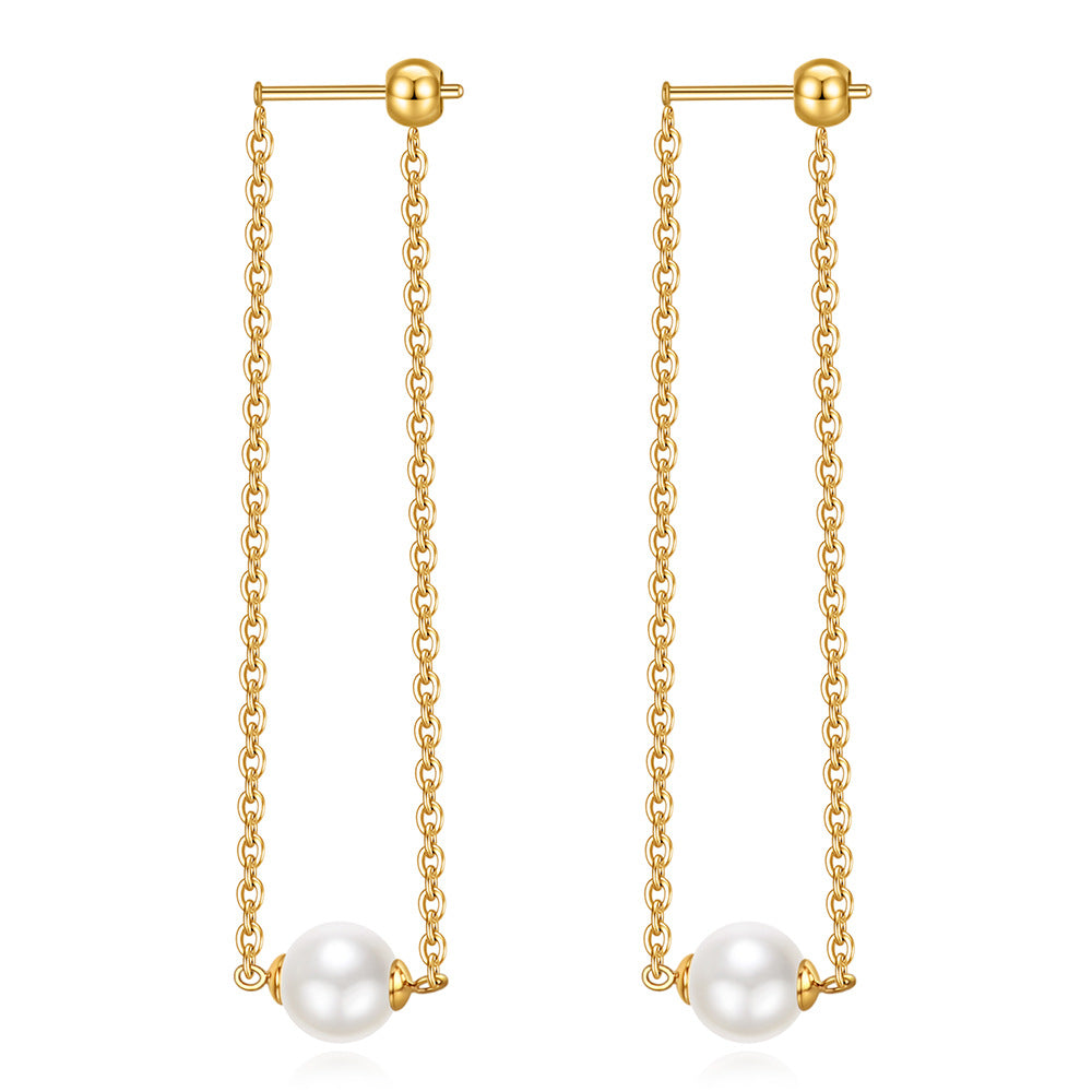 Damen Ohrhänger mit eleganten, schimmernden Perlen Shop Nory