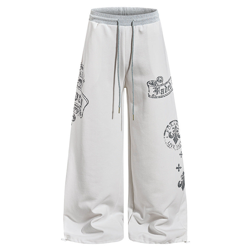Damen Extraweite Palazzo-Sweathose mit Komfortbund, Kordelzug und großflächigem Print Shop Nory