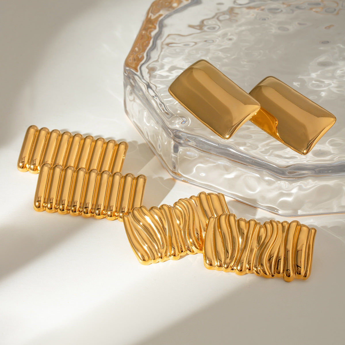 Damen Hypoallergener Edelstahlring mit modernem Wellenmuster Shop Nory