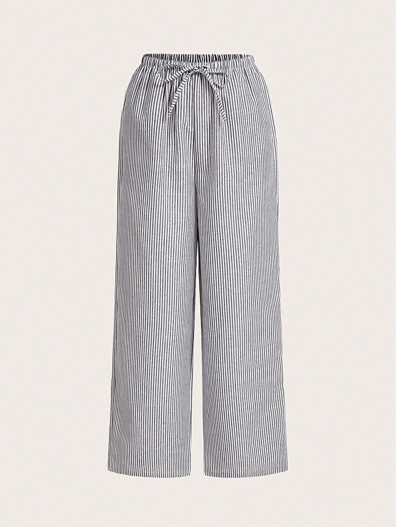 Damen Weite Sommerhose mit komfortablem Gummibund und Streifenmuster