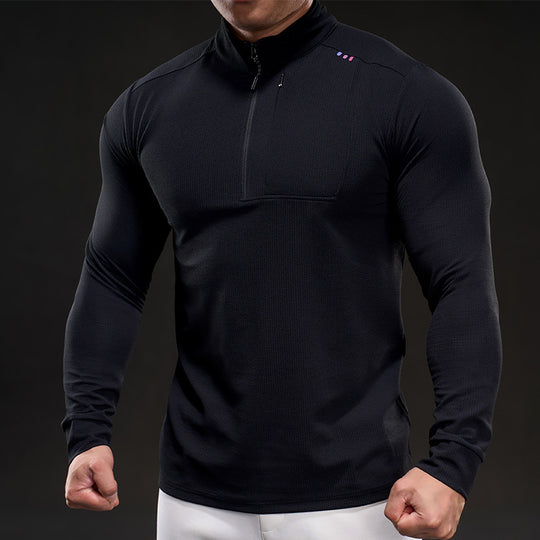 Herren Slim-Fit Thermo-Longsleeve mit Stehkragen und Brustreißverschluss Shop Nory