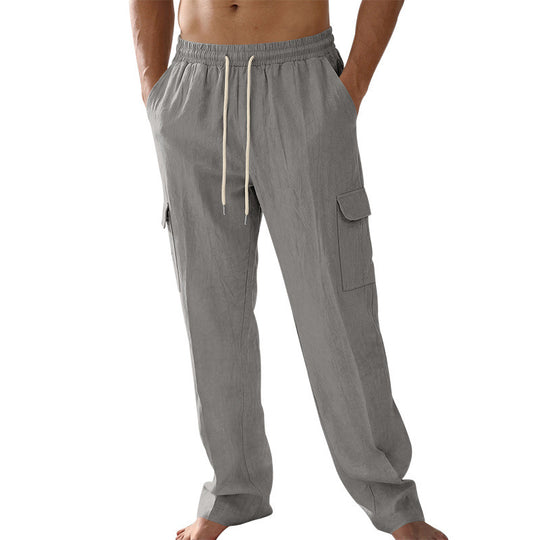 Herren Cargo-Strandhose aus Leinenmix mit elastischem Bund und Kordelzug Shop Nory