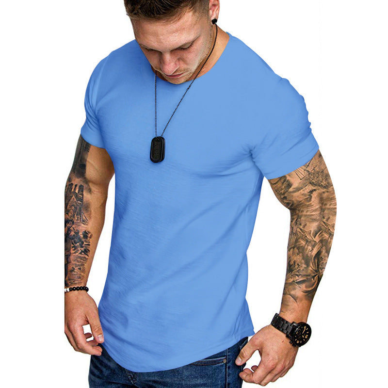 Herren figurbetontes Kurzarm-T-Shirt aus hochwertiger Baumwolle mit Rundhalsausschnitt und bequemen Schnitt