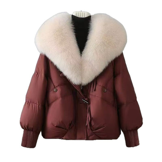 Damen nan kurze wattierte Jacke mit üppigem Fellkragen in Felloptik und taillierendem Kordelzug Shop Nory