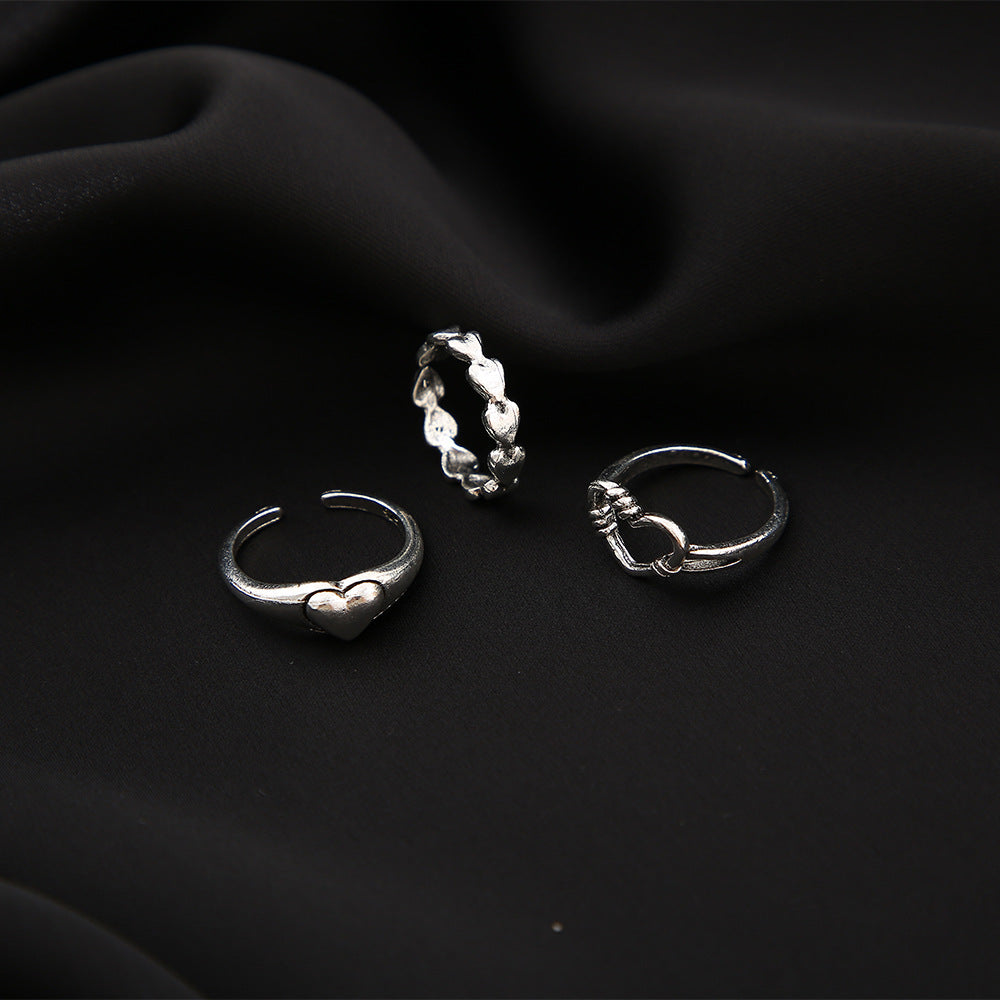Damen Ring-Set mit romantischen Herz- und minimalistischen Designs Shop Nory