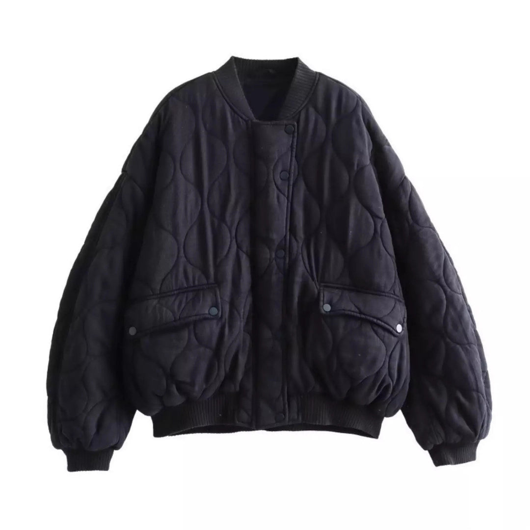 Damen Oversize Steppjacke mit hohen Kragen
