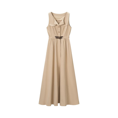 Damen Ärmelloses Hemdblusenkleid mit weitem A‑Linien‑Rock und Ziergürtel Shop Nory