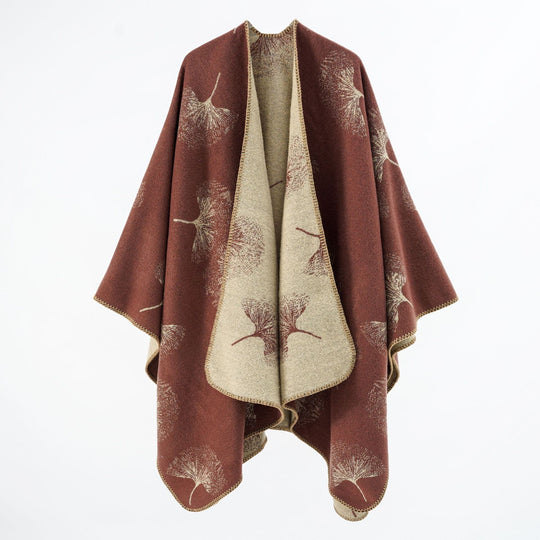Damen Reversibler Feinstrick-Cape mit eingewebtem Pusteblumen-Jacquard Shop Nory