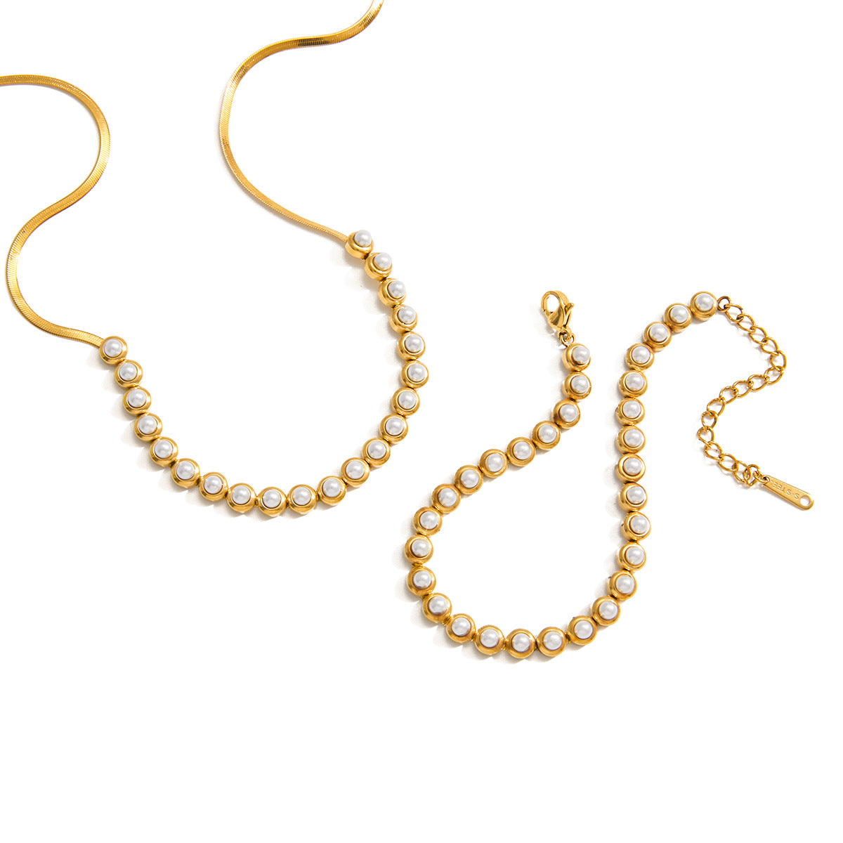 Damen Halskette mit luxuriösen Perlen und hypoallergenem Edelstahl Shop Nory