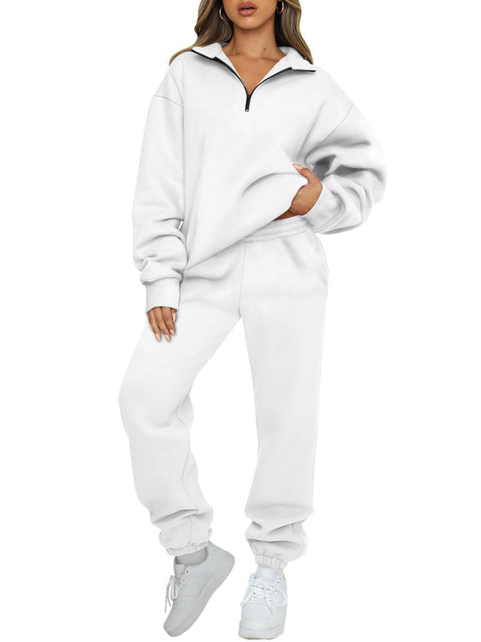 Damen nan lässiges Halbzip-Lounge-Set mit oversized Sweatshirt und taillenhoher Jogginghose Shop Nory