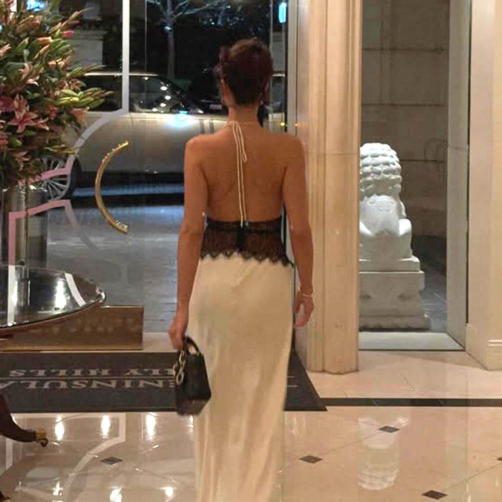 Damen Abendkleid mit Spitze und elegantem tiefem Ausschnitt