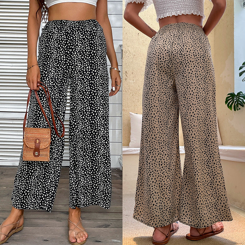 Damen Leichte Palazzo‑Hose mit hohem Gummibund und dezentem Animal‑Print Shop Nory