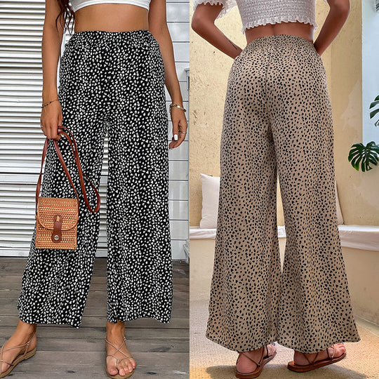 Damen Leichte Palazzo‑Hose mit hohem Gummibund und dezentem Animal‑Print Shop Nory