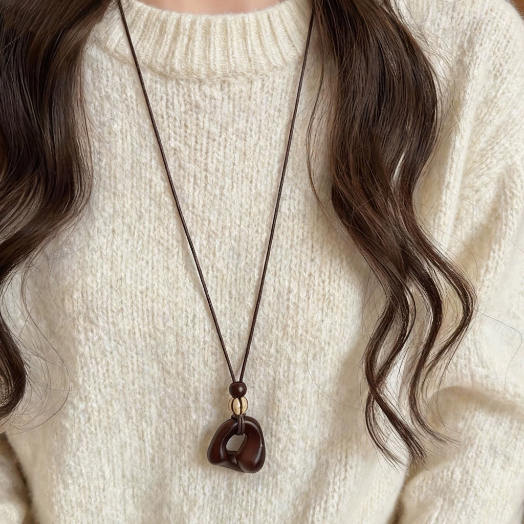 Damen Handgefertigte Holz-Halskette mit einzigartigem Pendelanhänger Shop Nory