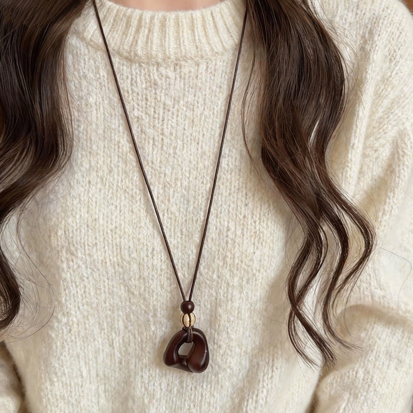 Damen Handgefertigte Holz-Halskette mit einzigartigem Pendelanhänger Shop Nory