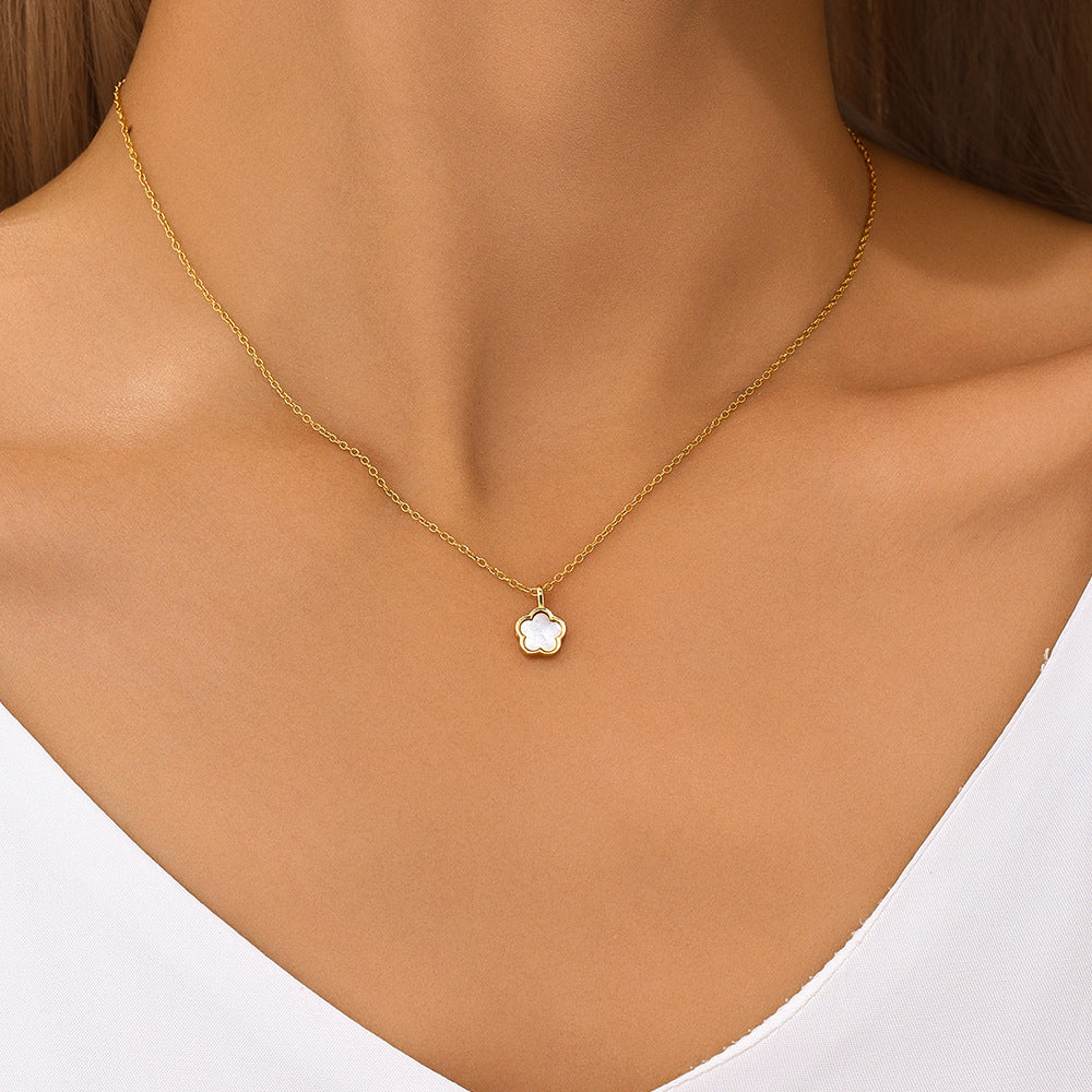 S925 Sterlingsilber Blütenweiße Muschel Verfeinerte Strass Schlüsselbeinghänger Hohlstud Ohrringe Anzug Bester Verkäufer in Schmuck | Shop Nory