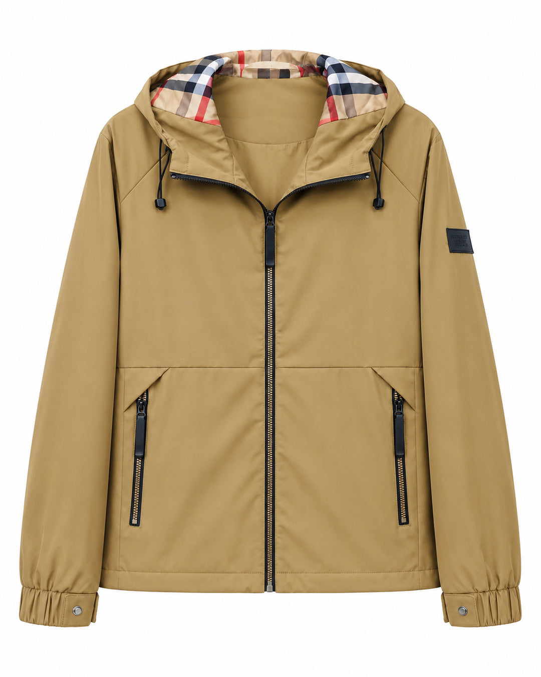 Herren leichte winddichte Softshell‑Kapuzenjacke mit kariert gefütterter Kapuze Shop Nory