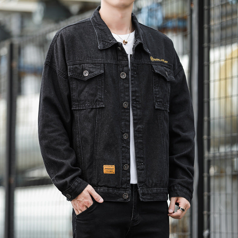 Herren Denimjacke im lässigen Stil mit funktionalen Pattentaschen und robustem Design