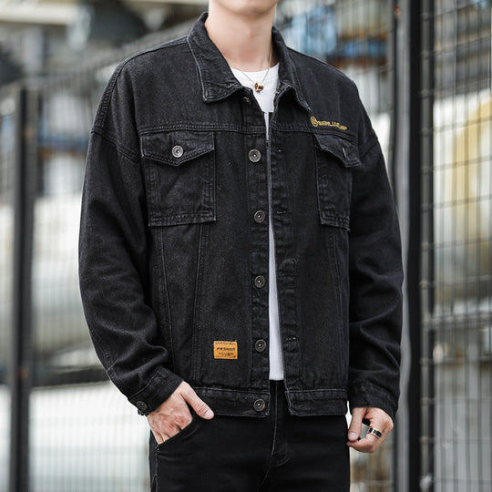 Herren Denimjacke im lässigen Stil mit funktionalen Pattentaschen und robustem Design