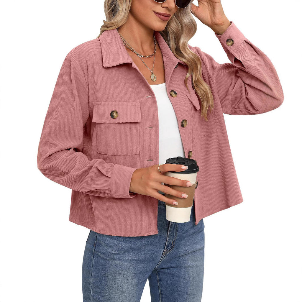 Damen Cordjacke mit zwei Brusttaschen