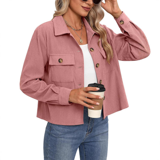 Damen Cordjacke mit zwei Brusttaschen