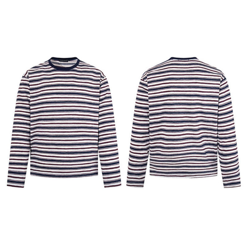 Herren Gestreiftes Langarmshirt aus Baumwollmischung mit Rundhalsausschnitt und feiner Struktur Shop Nory