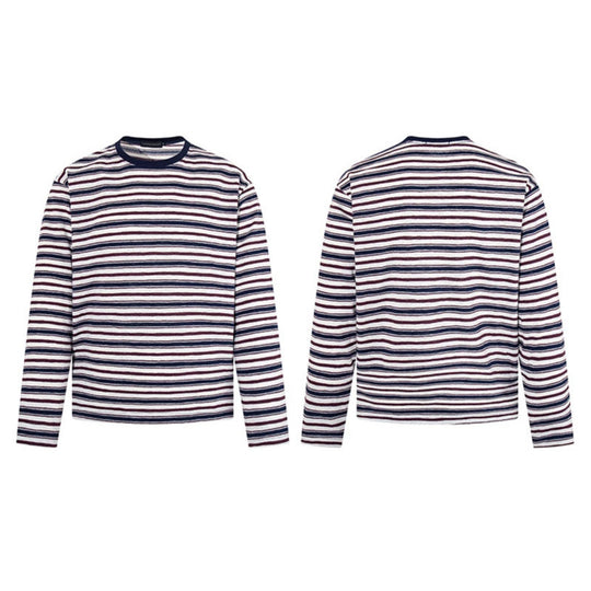 Herren Gestreiftes Langarmshirt aus Baumwollmischung mit Rundhalsausschnitt und feiner Struktur Shop Nory
