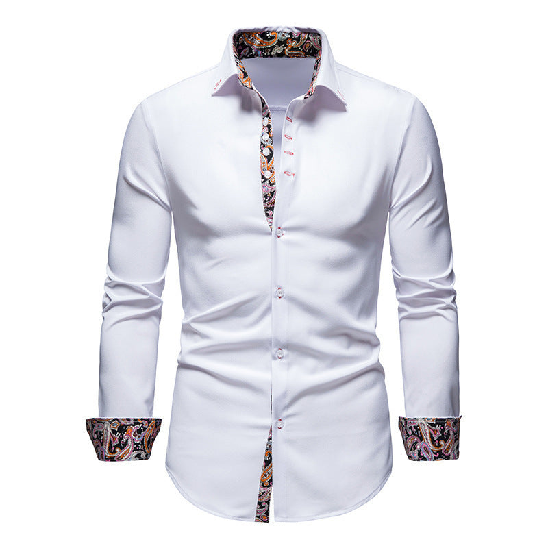 Herren Langarmhemd mit modernem Paisley-Muster und exklusiven Details