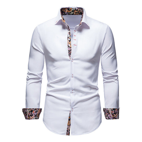 Herren Langarmhemd mit modernem Paisley-Muster und exklusiven Details