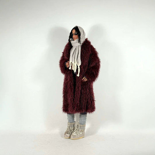 Damen Maxilanger Kunstpelzmantel mit langflorigem Hochflor und Oversize-Silhouette Shop Nory