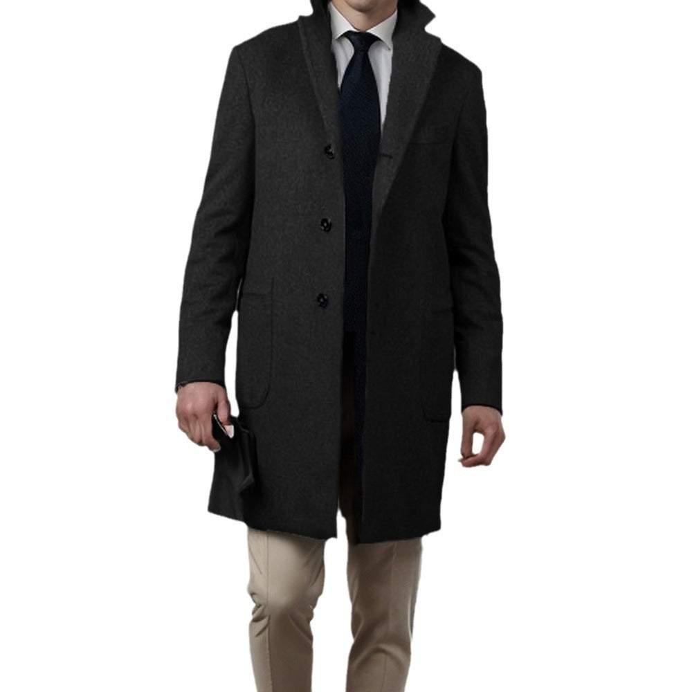 Herren Lang geschnittener Einreihermantel mit schmaler Silhouette Shop Nory