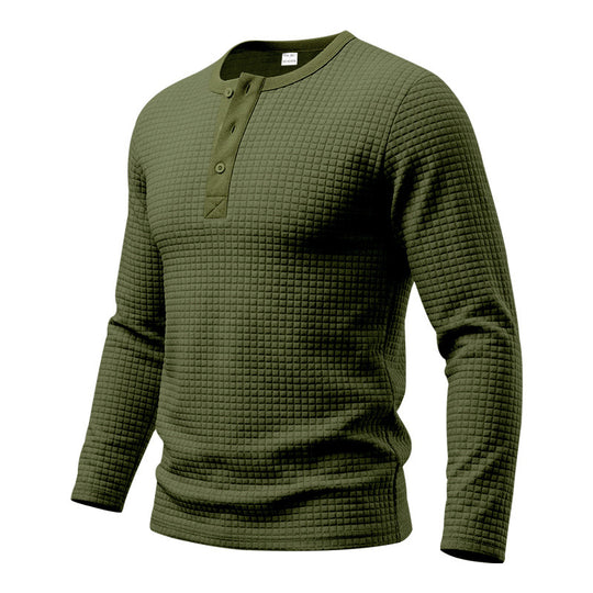Herren Texturiertes Thermo-Henley-Langarmshirt mit Waffelstruktur und abgerundetem Saum Shop Nory