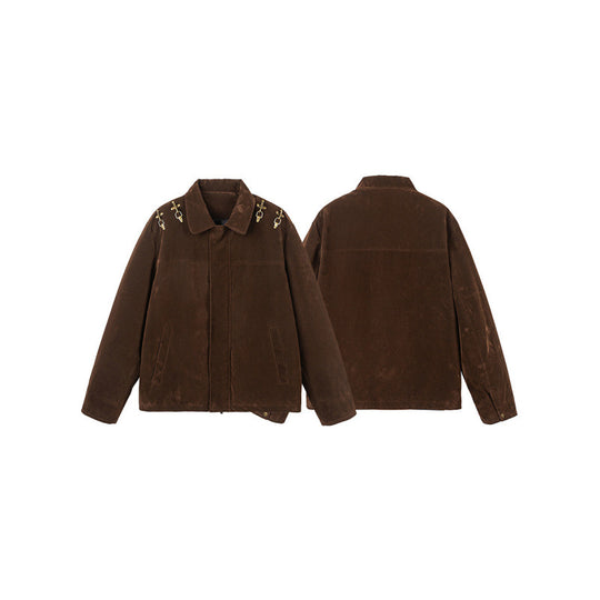 Herren Kurzjacke aus Velourslederoptik mit dekorativen Schulter-Schnallen und verdecktem Reißverschluss Shop Nory