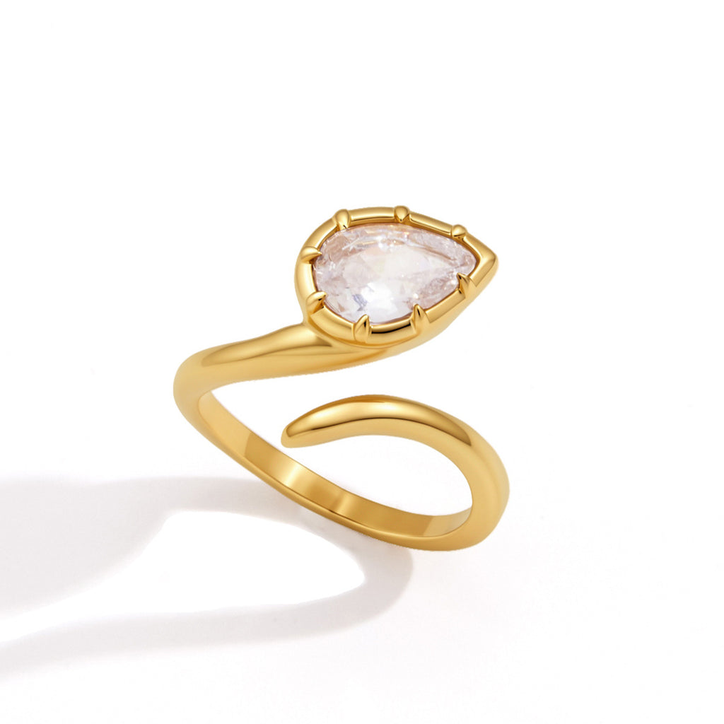 Damen Offener Ring mit funkelndem Tropfenstein und modernem Design Shop Nory