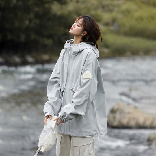 Damen Leichte Wasserabweisende Oversized Funktions-Outdoorjacke mit Kapuze Shop Nory